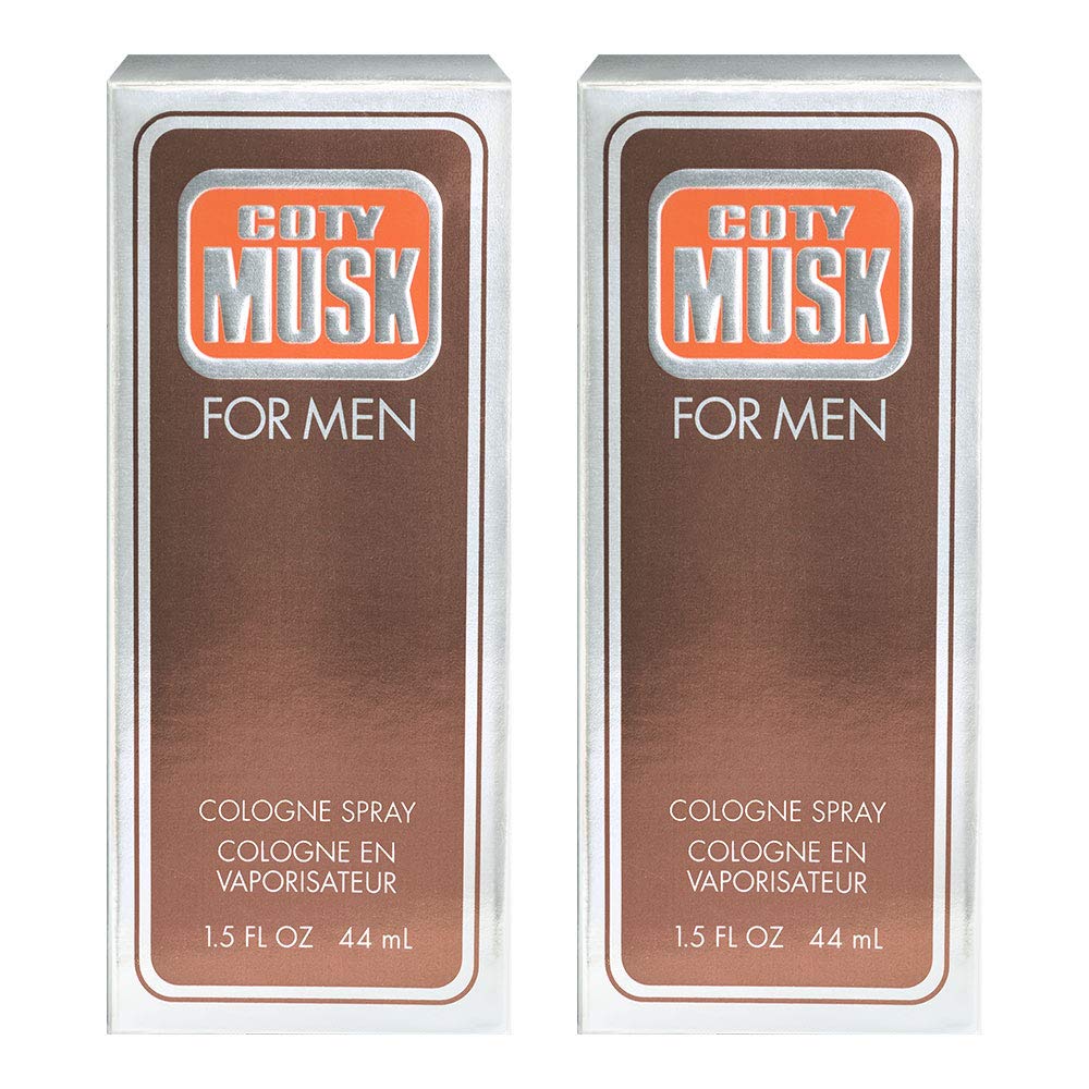 Coty Musk for Men 2-Pack – 1.5 oz Eau de Cologne Spray Each, Classic Masculine Musk Scent