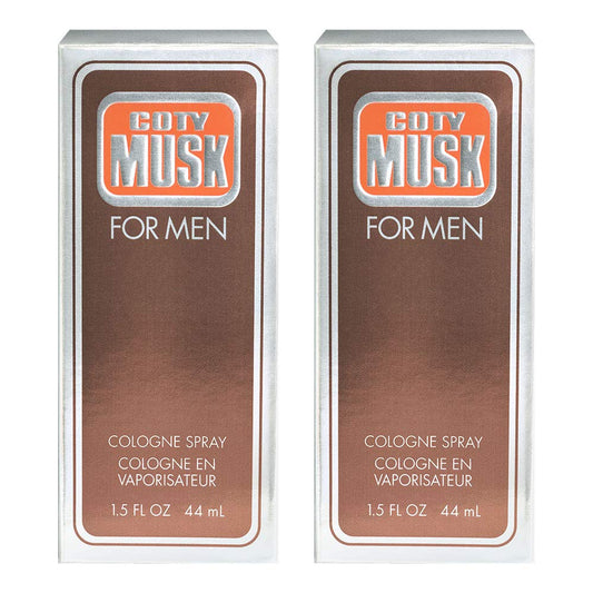 Coty Musk for Men 2-Pack – 1.5 oz Eau de Cologne Spray Each, Classic Masculine Musk Scent